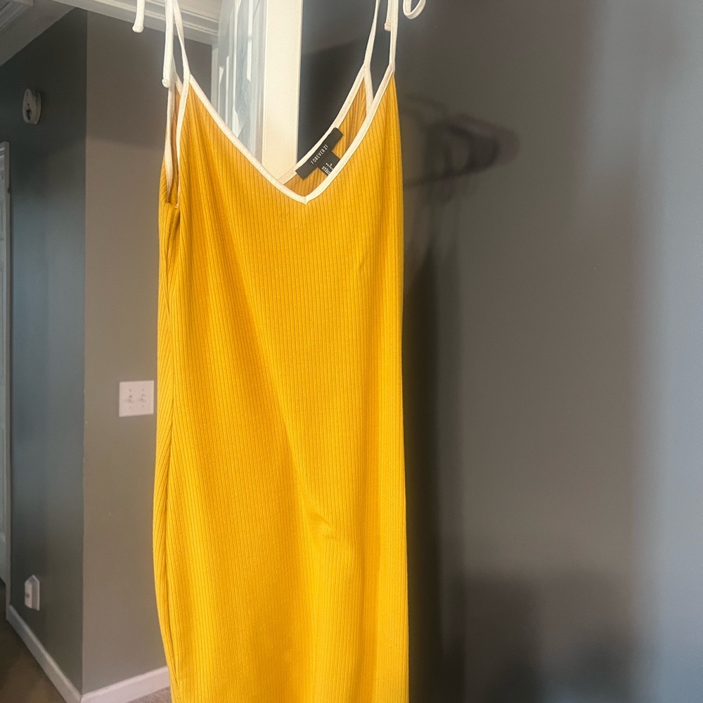 Yellow Ribbed Slip Dress